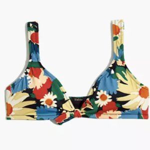 Madewell Second Wave Tie-Front Bikini Top in Painted Garden